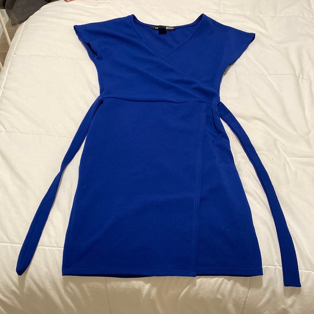 Blue mini wrap bodycon dress